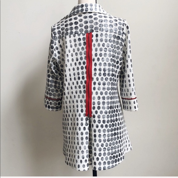 IC By Connie K Artsy Abstract Loose Button Up Zip Back Jacket Tunic Sz S - Picture 2 of 10